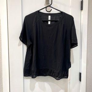 BNWT Stripe in Stride short sleeve shirt. Black Sz 12.